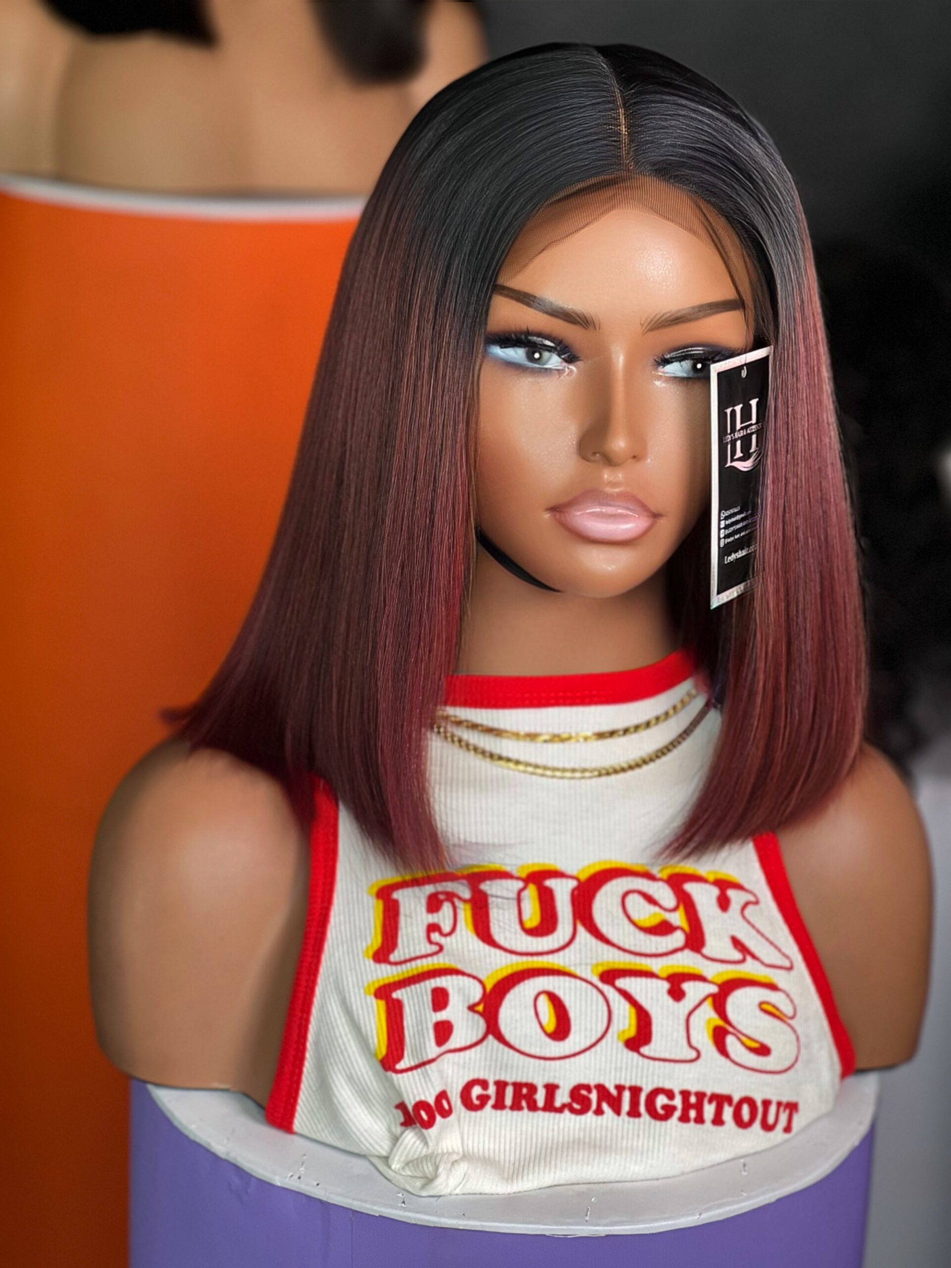 10 inches BURGUNDY BONE STRAIGHT 5*5 closure - Image 3