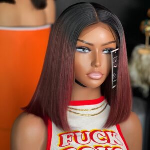 10 inches BURGUNDY BONE STRAIGHT 5*5 closure