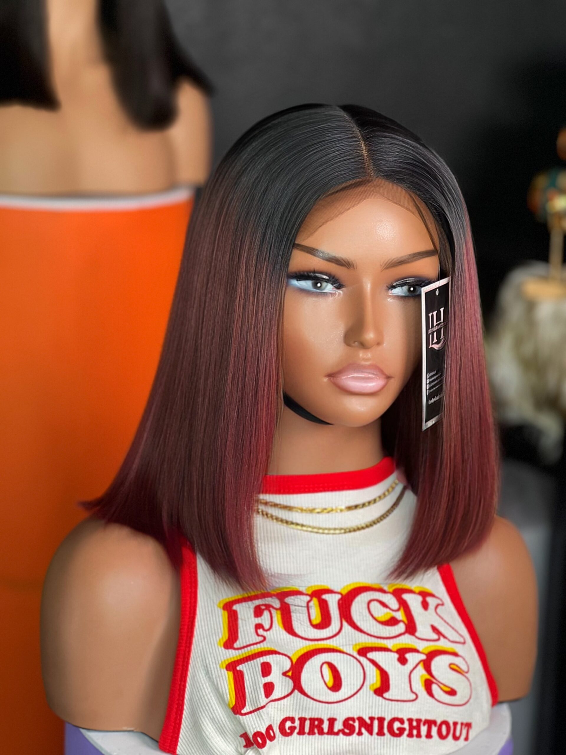 10 inches BURGUNDY BONE STRAIGHT 5*5 closure